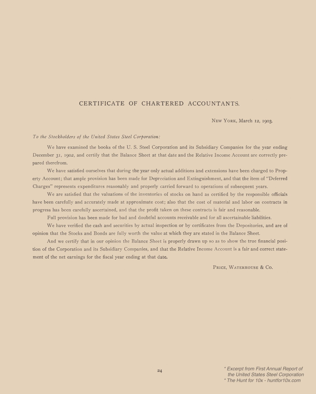 The Balance Sheet from the U.S. Steel 1902 annual report, dated December 31, 1902. The assets grouping has sections for Property Account, Deferred Charges to Operations, Trustees of Sinking Funds, Investments, and Current Assets. The liabilities grouping has sections for Capital Stock of U.S. Steel Corporation, Capital Stocks of Subsidiary Companies, Bonded and Debenture Debt, Mortgages and Purchase Money Obligations of Subsidiary Companies, Current Liabilities, Sinking and Reserve Funds, Bond Sinking Funds with Accretions, and Undivided Surplus of U.S. Steel Corporation and Subsidiary Companies.